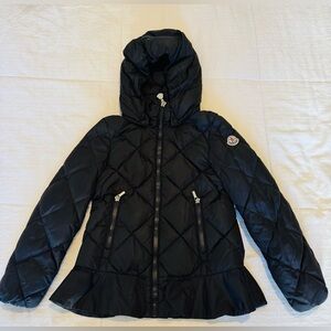 Moncler Black Quilted Puffer Coat with Hood Sz 6 girls